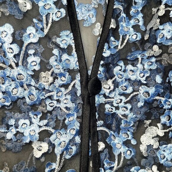 Alex Evenings Embroidered Sheer Single Button Cardigan Size 1X - Picture 4 of 7